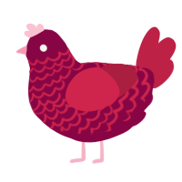 Blossom bud, a maroon and crimson chicken with a lace pattern