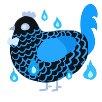 A black and sky chicken with a lace pattern