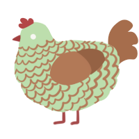 Chocolate Mint, a gluppy and brown chicken with a lace pattern