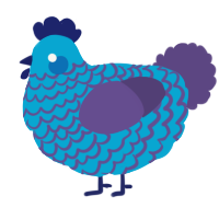 A cerulean and overcast chicken with a lace pattern