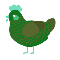 booger, a leaf and olive chicken with a lace pattern