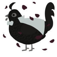 A black and sable chicken with a lace pattern