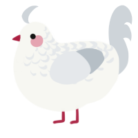 A white and mist chicken with a half-lace pattern