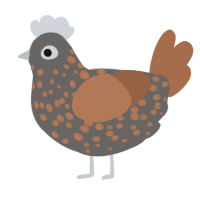 A grey and brown chicken with a speckle pattern