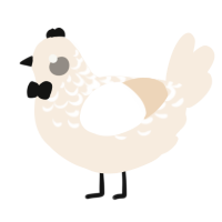 A cream chicken with a half-lace pattern