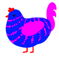 SUPER BRIGHT, a ultramarine and amethyst chicken with a bar pattern