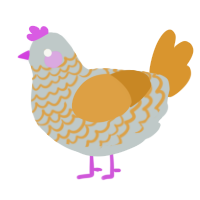 A silver and orange chicken with a lace pattern