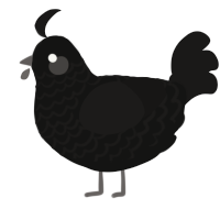 A black and sable chicken with a lace pattern