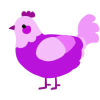 A amethyst and lavender chicken with a head pattern