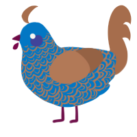 A sapphire and brown chicken with a double-lace pattern