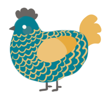 A sea and honey chicken with a lace pattern