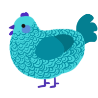 A aqua and sea chicken with a double-lace pattern