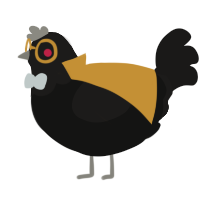 Shouta Aizawa, a black and sable chicken with a head pattern