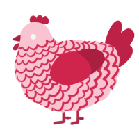 Woopy Woobert, a rose and crimson chicken with a lace pattern