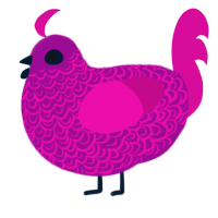 Ellen, a plum and fuchsia chicken with a double-lace pattern