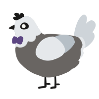 A grey and mist chicken with a head pattern
