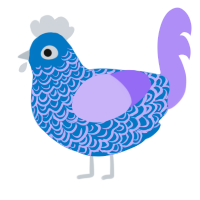 A sapphire and lilac chicken with a double-lace pattern