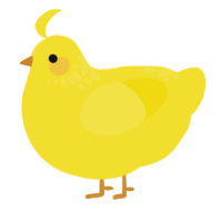 Squeak, a yellow chicken with a neck-speckle pattern