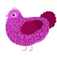 A orchid and maroon chicken with a double-lace pattern