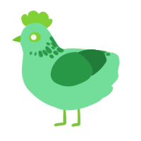 Failure 44, a spring and viridian chicken with a neck-speckle pattern