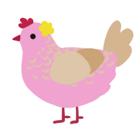 Donut, a pink and beige chicken with a half-lace pattern