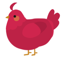 A crimson chicken with a head pattern