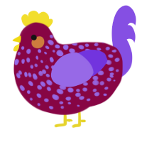 (unnamed), a maroon and blurple chicken with a speckle pattern