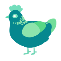 Spearmint, a teal and spring chicken with a neck-speckle pattern