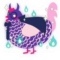 Royal, a indigo and lavender chicken with a lace pattern