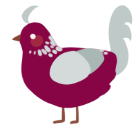 Natsume, a maroon and silver chicken with a neck-speckle pattern