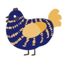 A navy and honey chicken with a bar pattern