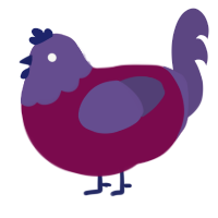 A wine and overcast chicken with a head pattern