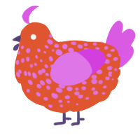 (unnamed), a vermilion and orchid chicken with a speckle pattern