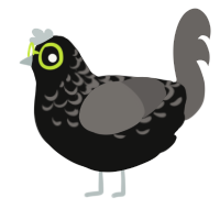 A black and grey chicken with a half-lace pattern
