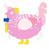 A pink and rose chicken with a half-lace pattern