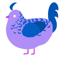 (unnamed), a lilac and ultramarine chicken with a half-lace pattern