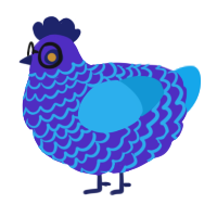 Tsumugi, a indigo and sky chicken with a lace pattern
