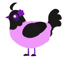 闇, a lavender and sable chicken with a head pattern