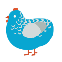 A cerulean and silver chicken with a half-lace pattern