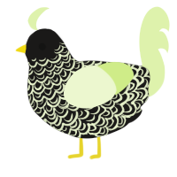 Mallory, a sable and apple chicken with a double-lace pattern