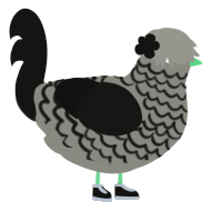 A ash and black chicken with a lace pattern