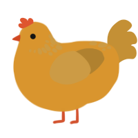 CHICKEN, a orange and gold chicken with a neck-speckle pattern