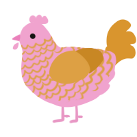 A pink and orange chicken with a lace pattern