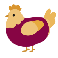 Hole, a maroon and honey chicken with a head pattern