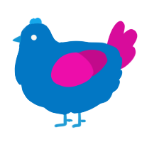 A sapphire and fuchsia chicken