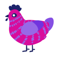 (unnamed), a fuchsia and blurple chicken with a bar pattern