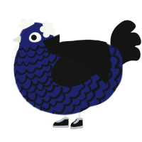 Andante, a navy and black chicken with a lace pattern