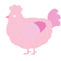 rosemary, a rose and pink chicken with a bar pattern