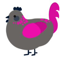 (unnamed), a grey and fuchsia chicken with a neck-speckle pattern