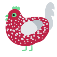 mush, a crimson and mist chicken with a speckle pattern